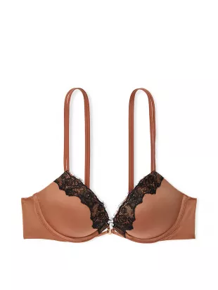 Smooth Lace-Trim Push-Up Bra in Caramel Lace Trim