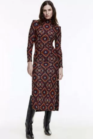 Side Slit Dress in Copper Medallion