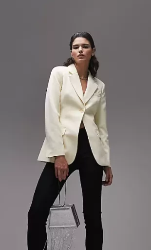 Fitted Single Breasted Blazer in Buttermilk