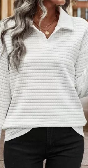 Calvaya Solid Collar Drop Shoulder Tee