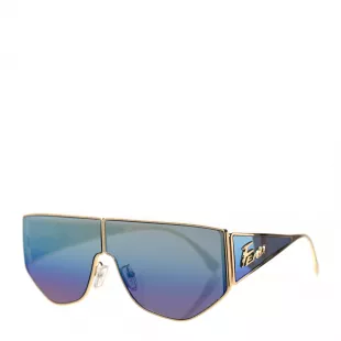Metal Disco Geometric Sunglasses FE 40051/U Gold Blue Mirror