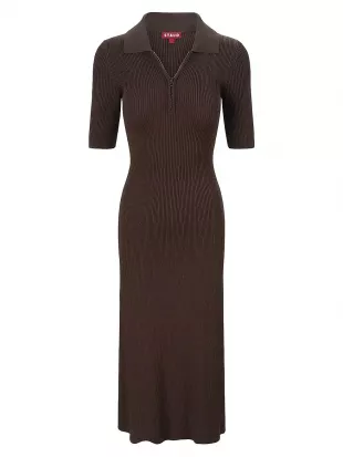 Roland Half Zip Rib Midi Sweater Dress