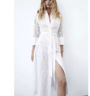 Zara Openwork Embroidered Shirt Dress worn by Alex as seen in 90 Day Fiancé  (S11E17)