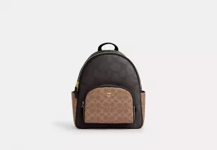 Brown Logo Canvas Backpack
