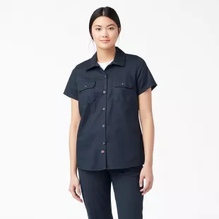 Short Sleeve Cropped Work Shirt