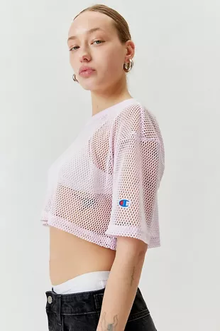 Uo Exclusive Mesh Cropped Tee Top