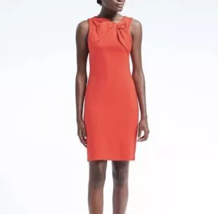 Bow-Neck Ponte Knit Sleeveless Sheath Dress