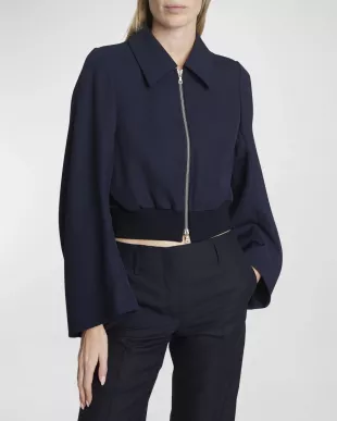 Volendo Collared Crop Bomber Jacket