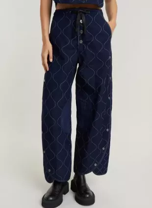 Quilted Barrel Ankle Jeans