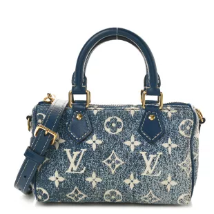 Monogram Jacquard Denim Nano Speedy Bandouliere Bleu