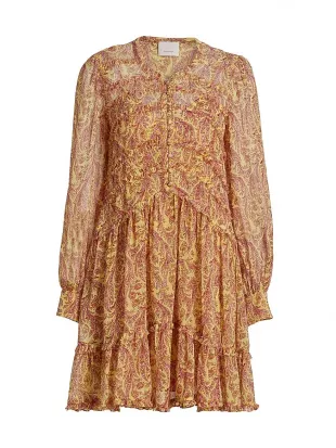 Rivie Charming Paisley Long Sleeve Minidress