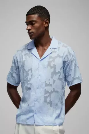 Regular Organza Floral Revere Shirt