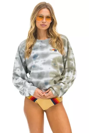 Hand Dyed Relaxed Crew Sweatshirt - Tie Dye Gret //  Olive