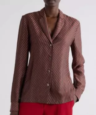 Diagonal Stripe Tailored Button-Up Shirt