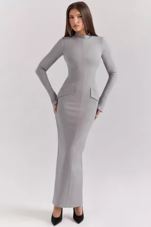 Marie Louise Mock Neck Long Sleeve Maxi Dress