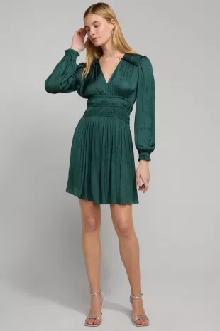 Silk Mini Dress in Green