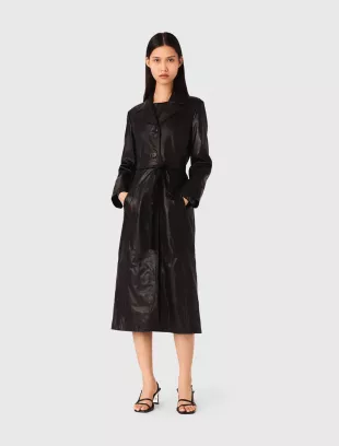 Long Leather Trench Coat