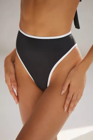 Parker Black and White High Waisted Bikini Bottoms