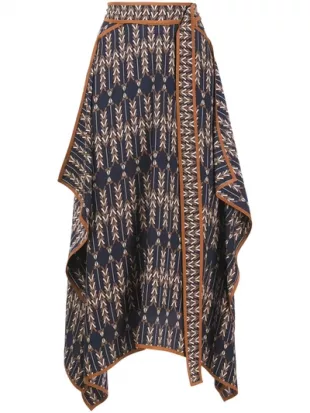 Arrow Print Asymmetric Skirt