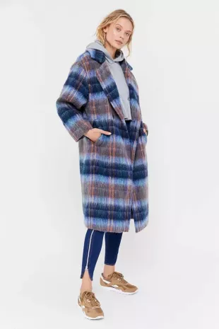 UO Oversized Plaid Wool Overcoat