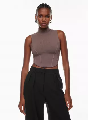 Sculpt Knit Bustier Mockneck Tank