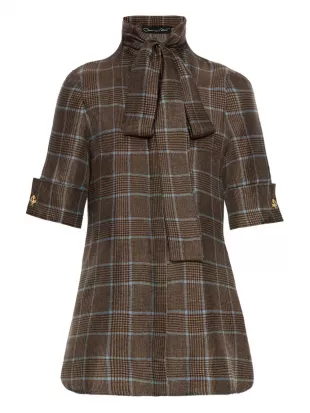 Prince of Wales Check Tie-neck Blouse