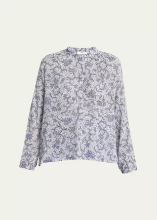 Maria Abstract Print Cotton Button Up Shirt