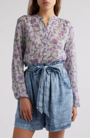 Maria Abstract Print Cotton Button Up Shirt