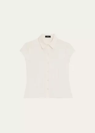 Cap Sleeve Shirt in Silk Georgette