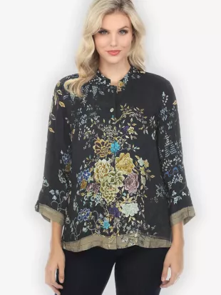 Queenly Radiant Charm in Vintage Silk Blouse
