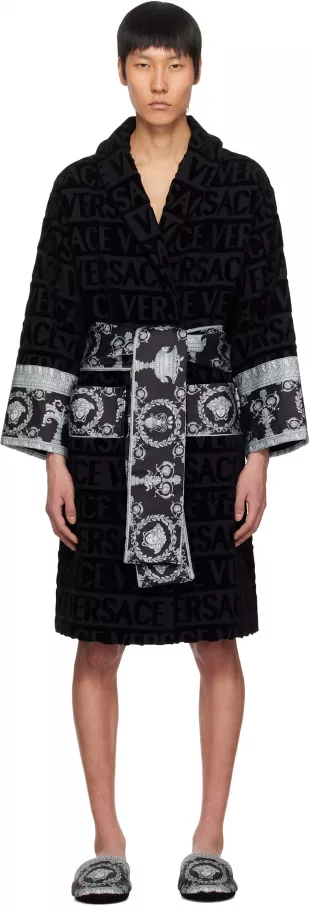 Black I Heart Baroque Bathrobe