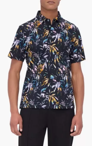 Hendrix Digital Leaf Print Pima Cotton Polo