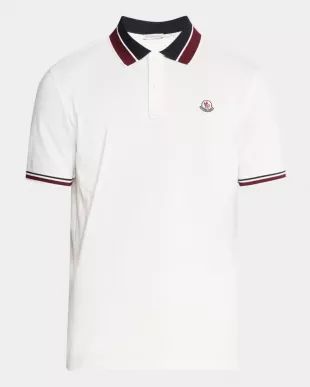 Striped Collar Cotton Piquet Polo Shirt