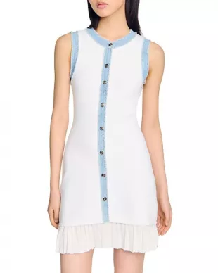 Sandro Short Knit Dress With Ruffles 
