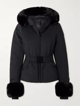 Giselle Belted Faux Shearling-Trimmed Ski Jacket