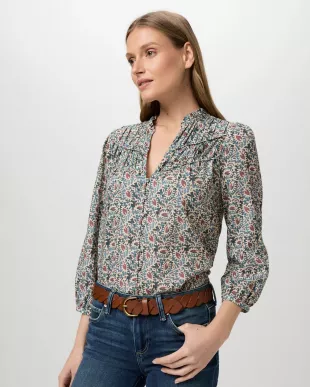 Arlette Blouse in Botanical Blue Multi