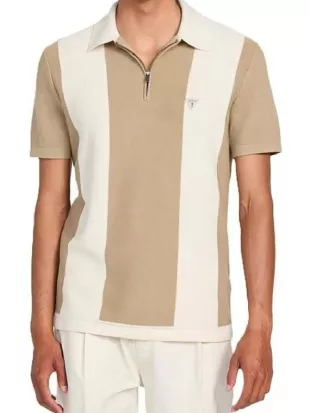 Em Família 2025 Idevor Mendonça Brown Striped Polo Sweater