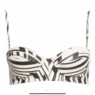 Empire Print Leather Bra Top