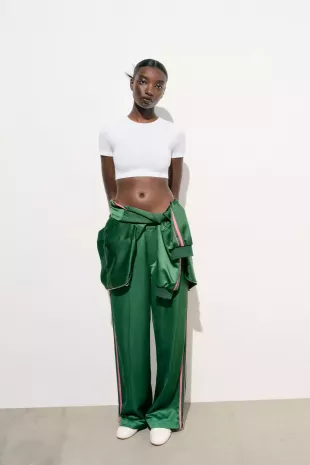 Striped Satin Effect Pants