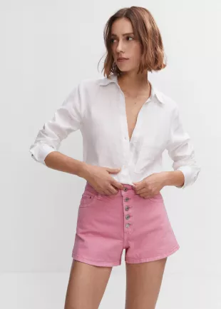 Denim Shorts with Buttons