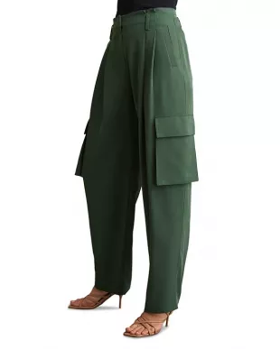 Orla Wide Leg Pleated Cargo Trousers