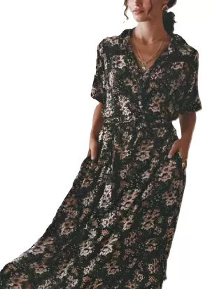 Yellowstone S05 Beth Dutton Black & White Floral Maxi Dress