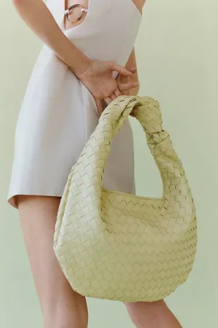 The Brigitte Woven Faux-Leather Satchel Bag Oversized Edition