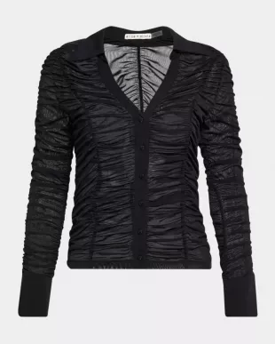 Portia Fitted Mesh Button-Front Shirt