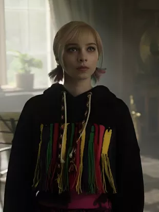 Wednesday S02 Emma Myers Embroidered Cropped Hoodie