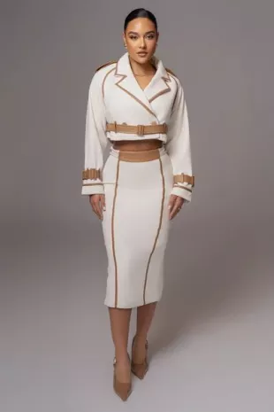 Jocelyn Contrast Skirt in Ivory