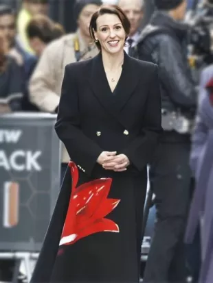 Hostage 2025 Suranne Jones Black Floral Coat