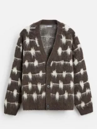 Brassic S7 Joe Gilgun Brown Fur Knitted Cardigan