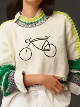 Electric Bloom Ruby Marino Bicycle Graphic Sweater