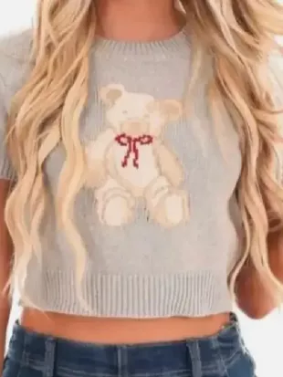 Electric Bloom Lumi Pollack Teddy Bear Sweater Top